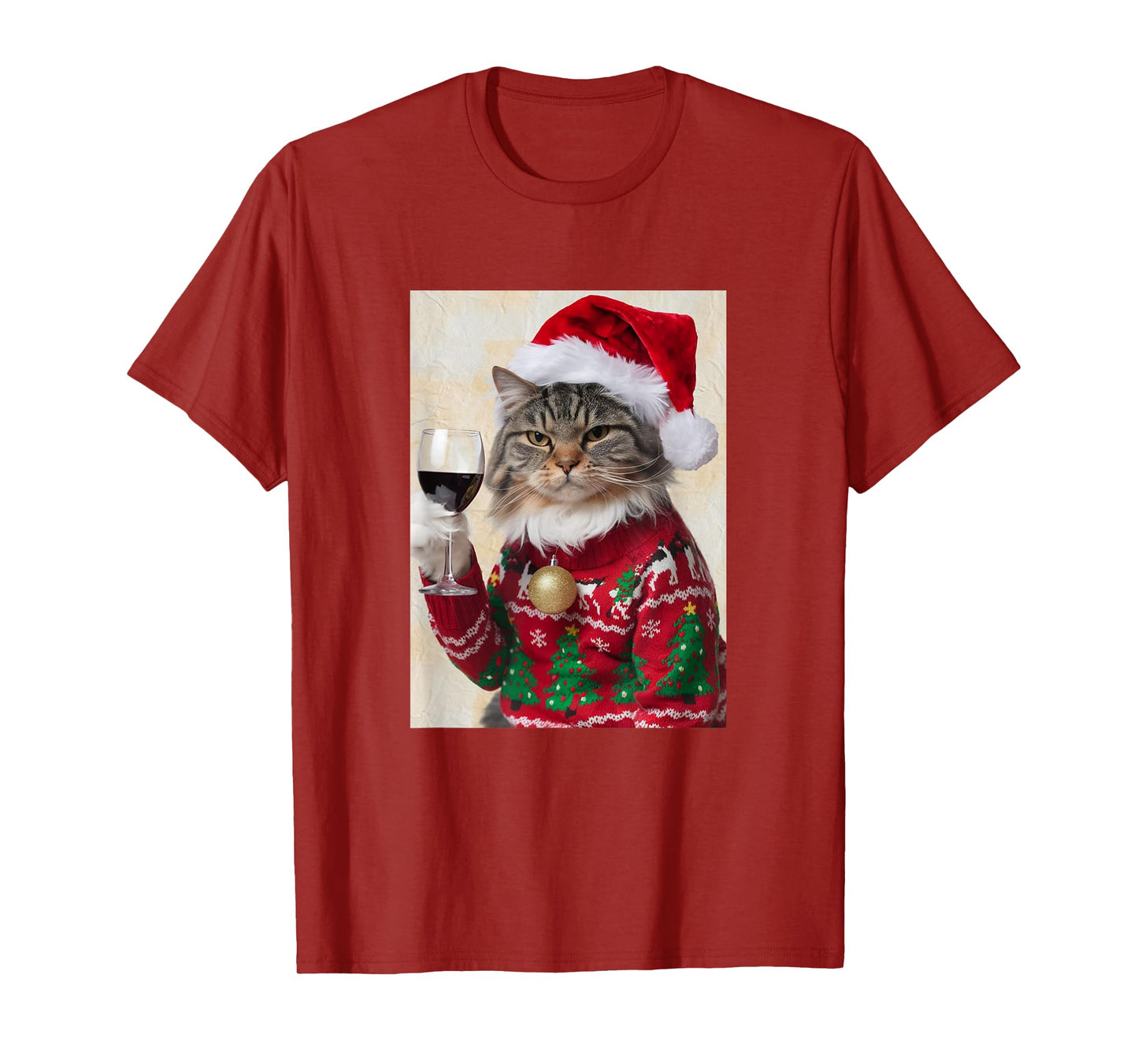 Cat Drinking Wine Cute Cat Holding Red Wine Lovers T-Shirt