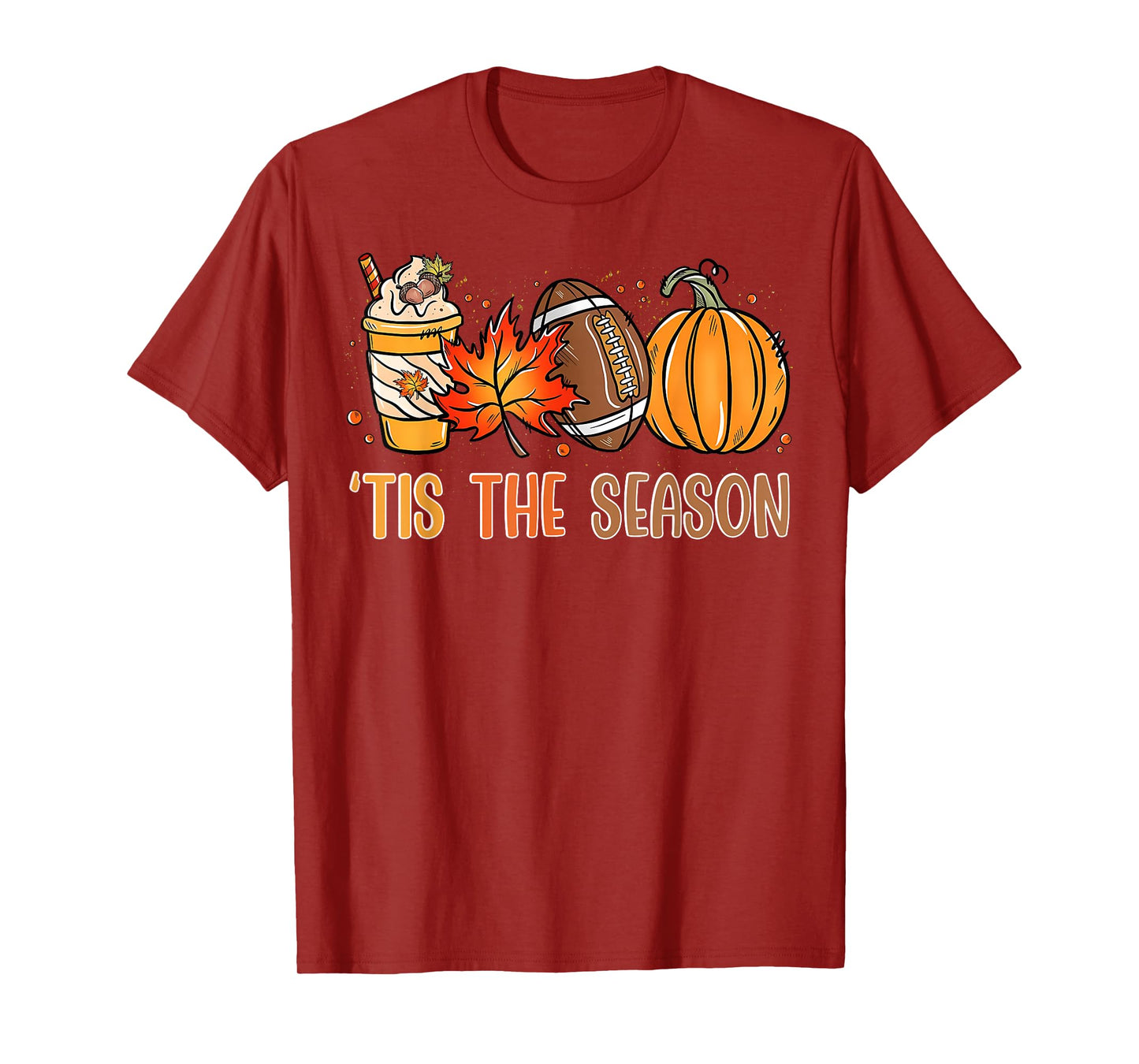 Tis The Season Fall Thanksgiving Pumpkin Spice Football T-Shirt