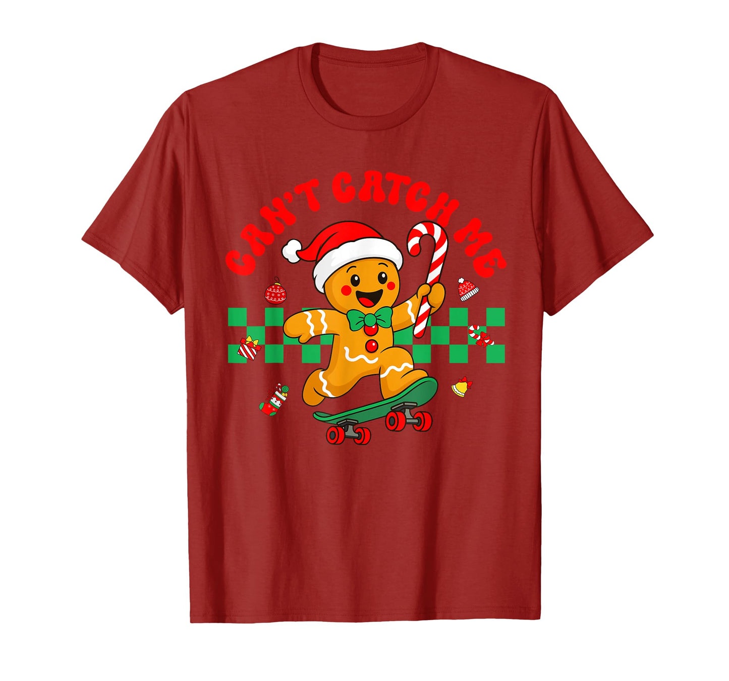 Can't Catch Me Retro Christmas Gingerbread Boy Xmas Kids T-Shirt