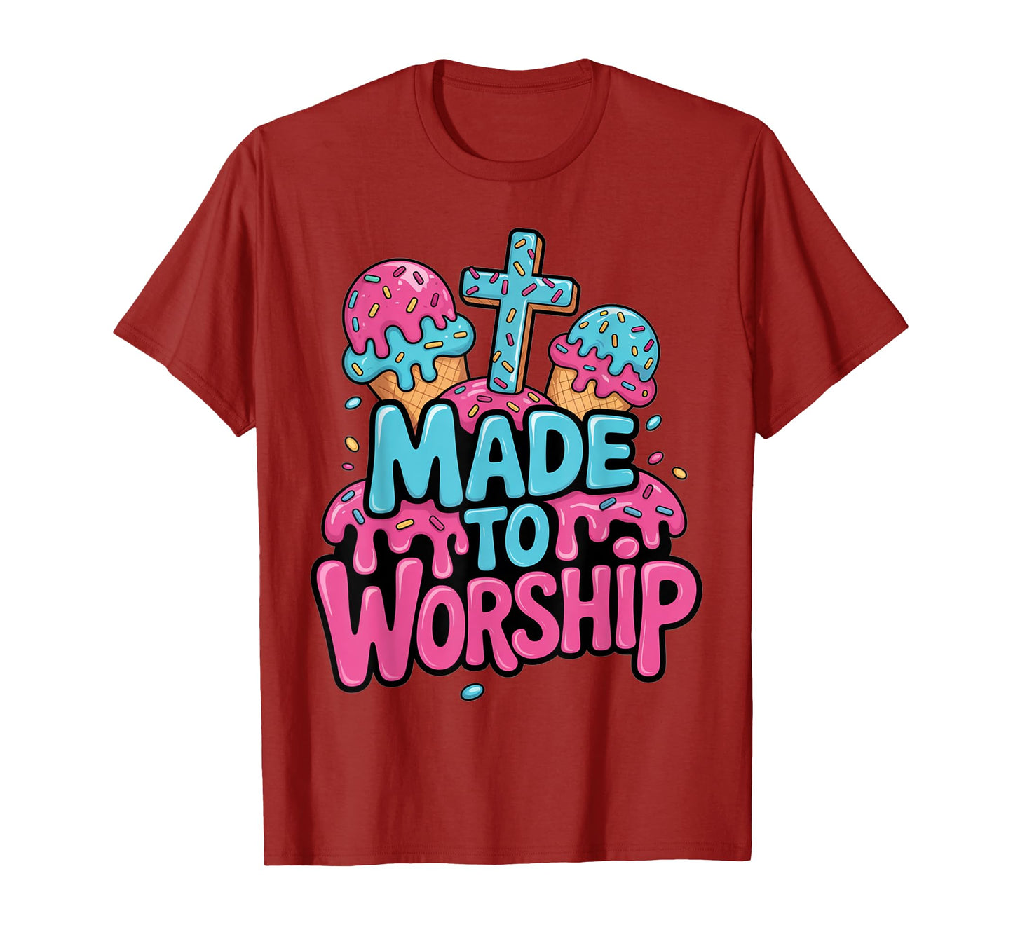 Drippy Made To Worship Shirt Ice Cream Drip Christian Kids T-Shirt