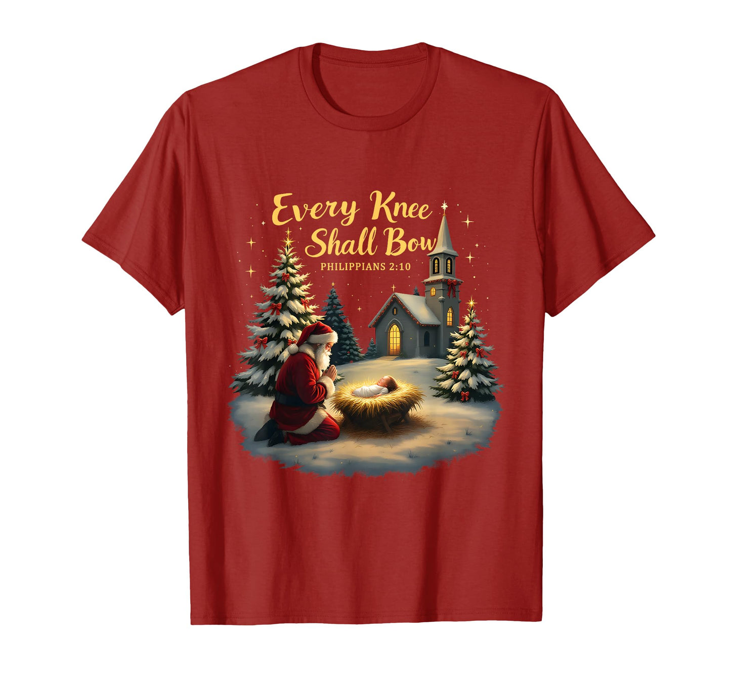 Xmas Christian Jesus Every Knee Shall Bow Philippians 2:10 T-Shirt