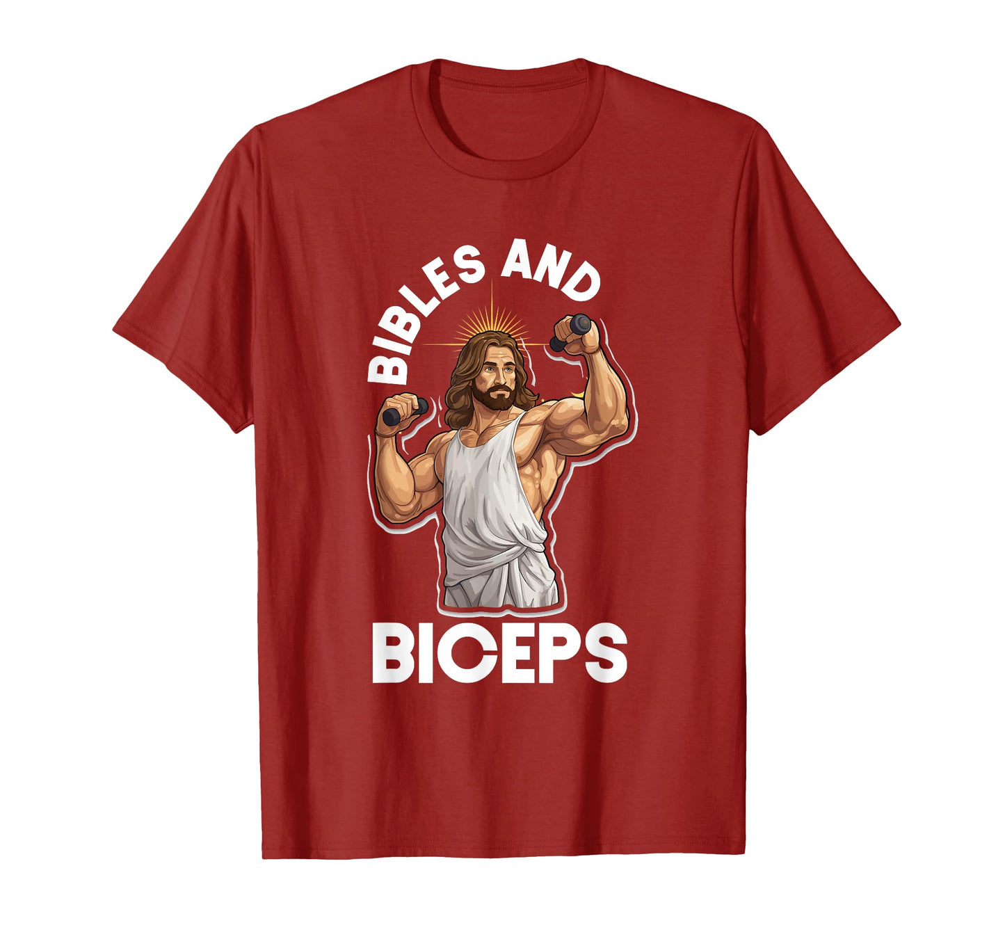 Bibles And Biceps Bodybuilding Jesus Fitness Weight Lifting T-Shirt