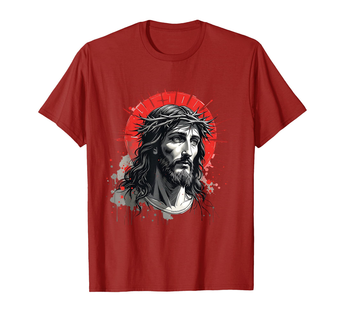 Retro Jesus Crown of Thorns Bold Faith Christian Art Graphic T-Shirt