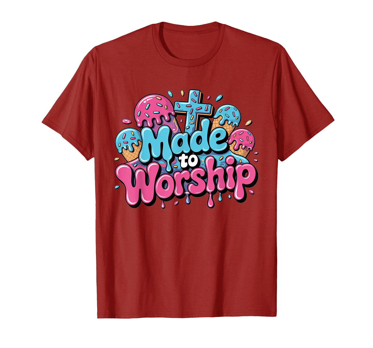 Made To Worship Shirt Ice Cream Drippy Christian Drip Kids T-Shirt