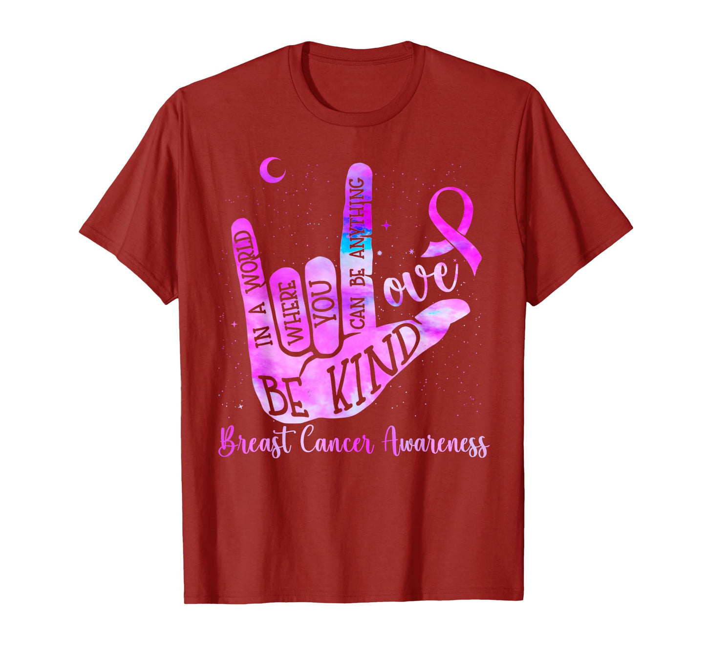 Be-Kind ASLHand-Sign Breast Cancer Awareness T-Shirt