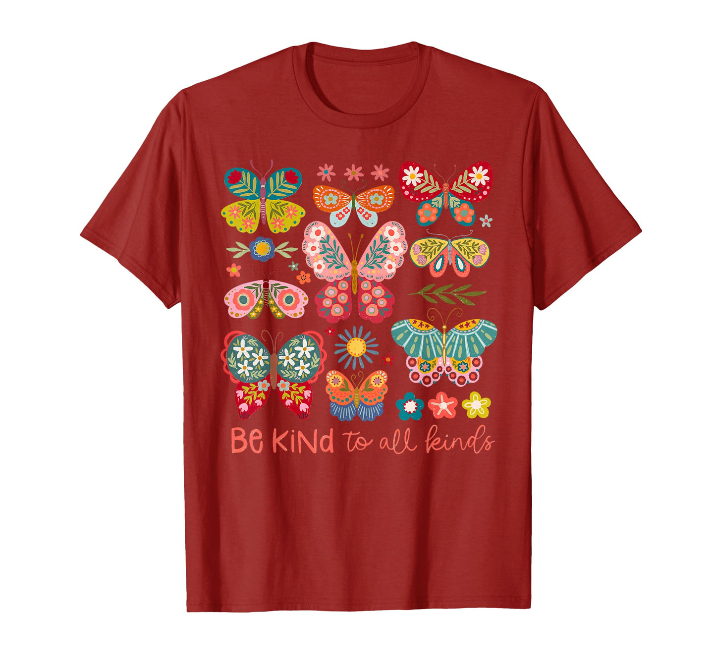 Be Kind To All Kinds Butterfly Boho Flower Girl Women Kid T-Shirt