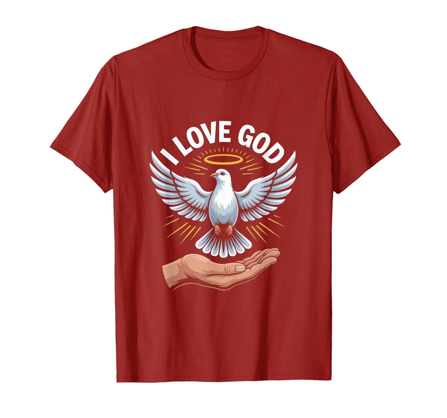 I Love God Dove Halo Hand Spiritual Art T-Shirt