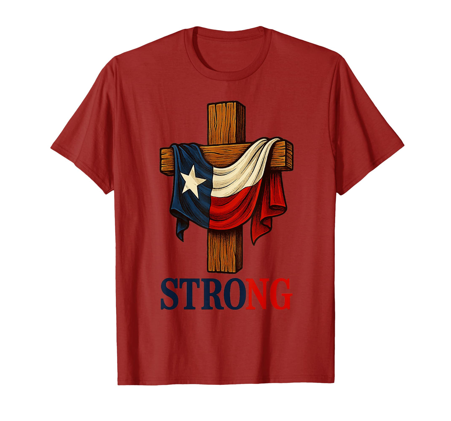 Strong Texas flag cross christian texas pride 2025 T-Shirt