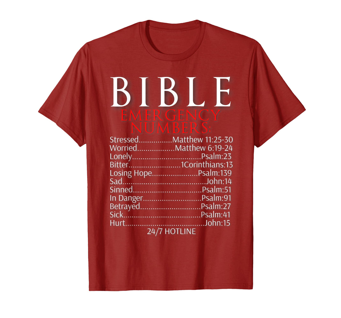 Bible Emergency Numbers Shirt Bible Hotline T-Shirt
