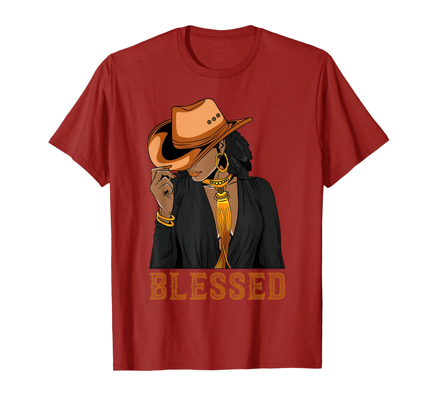 Western Country Black Cowgirl Black Woman Christian Blessed T-Shirt
