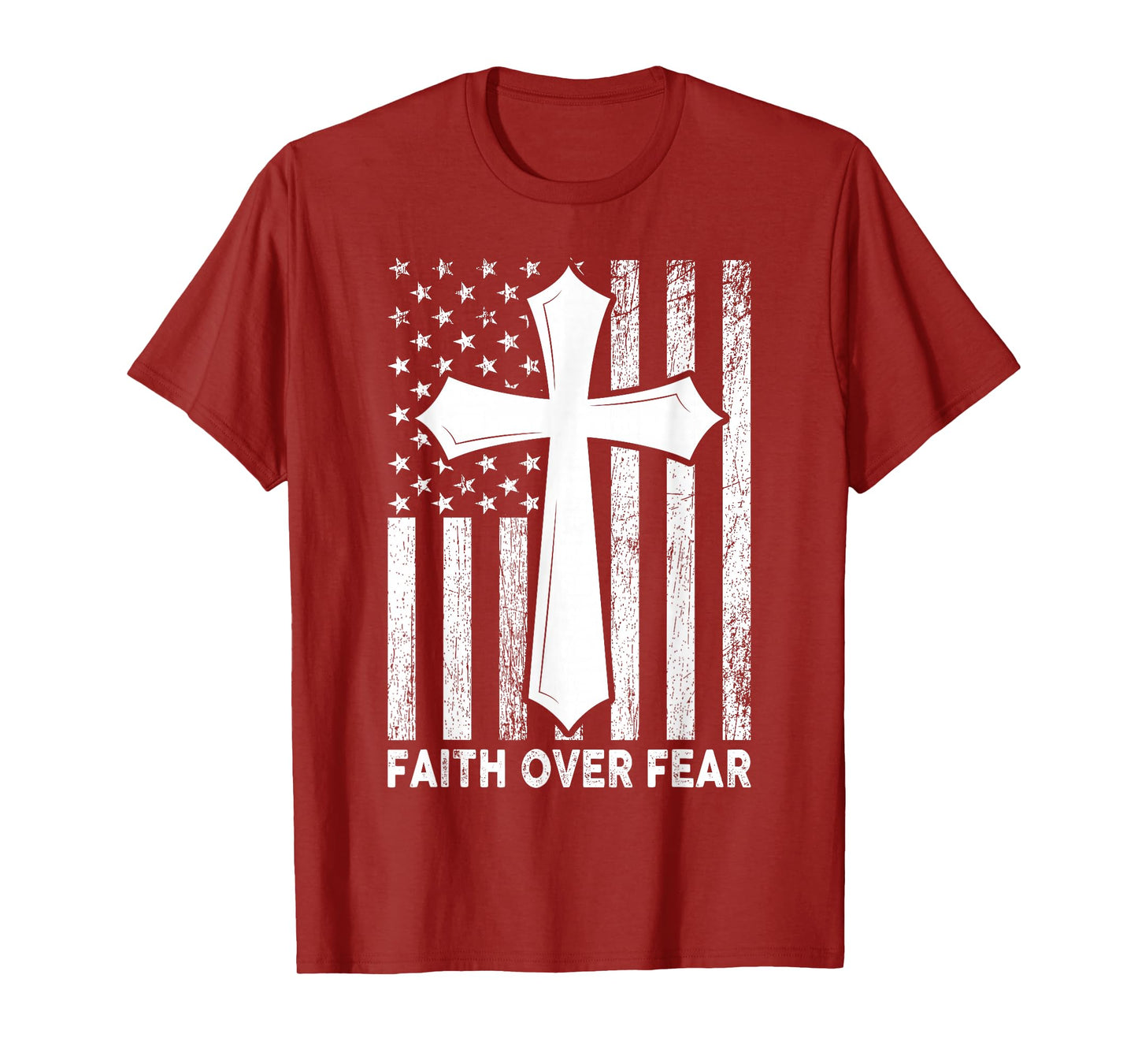 Faith Over Fear Cool Christian Flag Cross for Men Women Kids T-Shirt