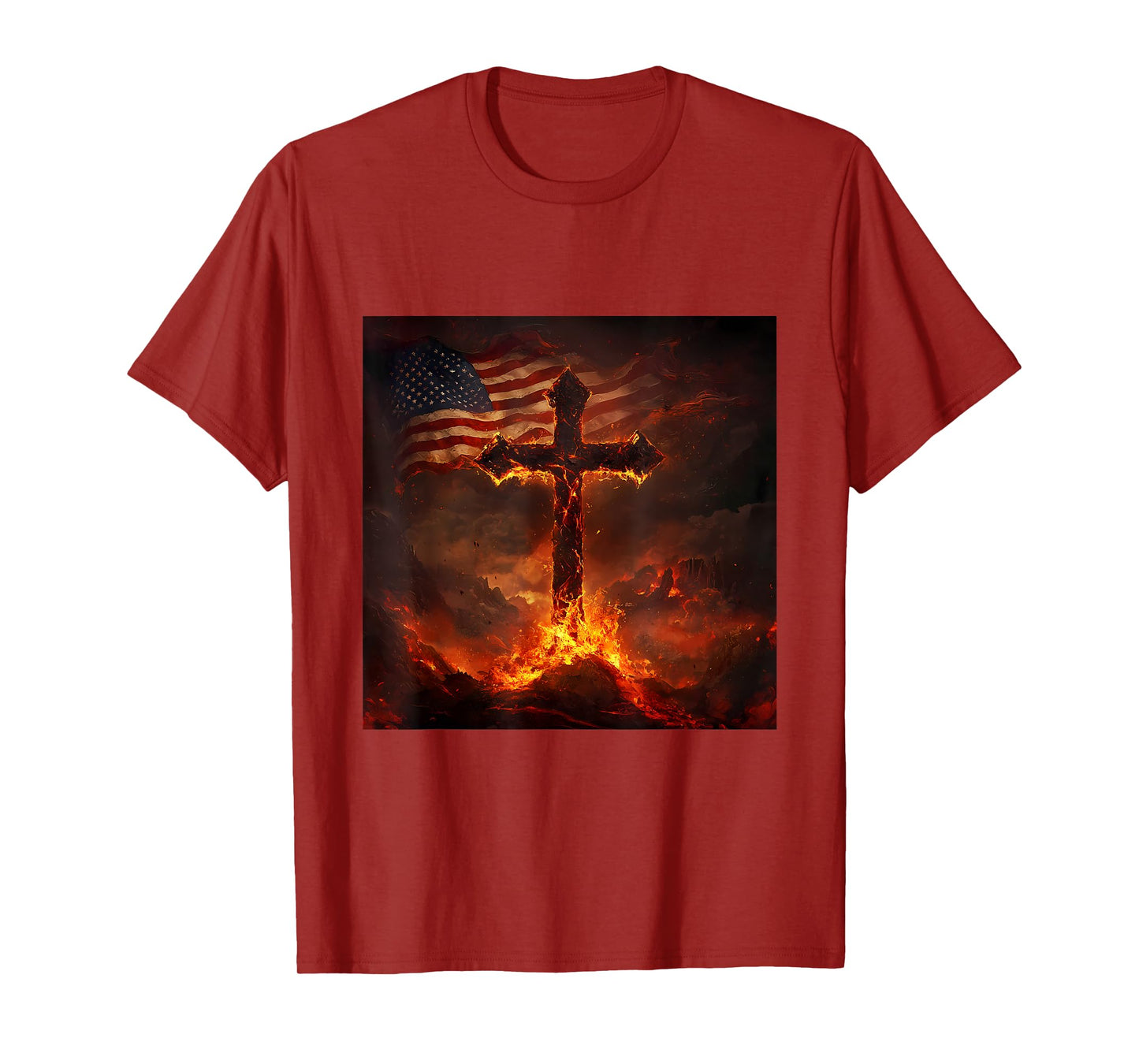American Flag USA Cross Christian Faith Patriotic T-Shirt