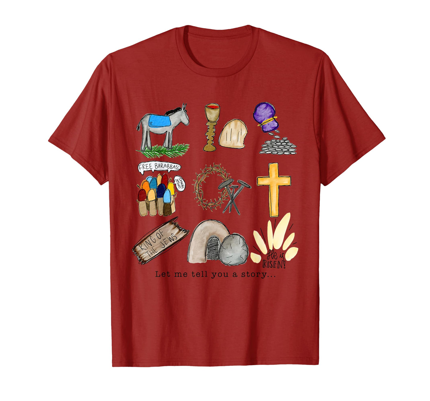 Let me tell you Easter story tomb cross nails kids toddler T-Shirt