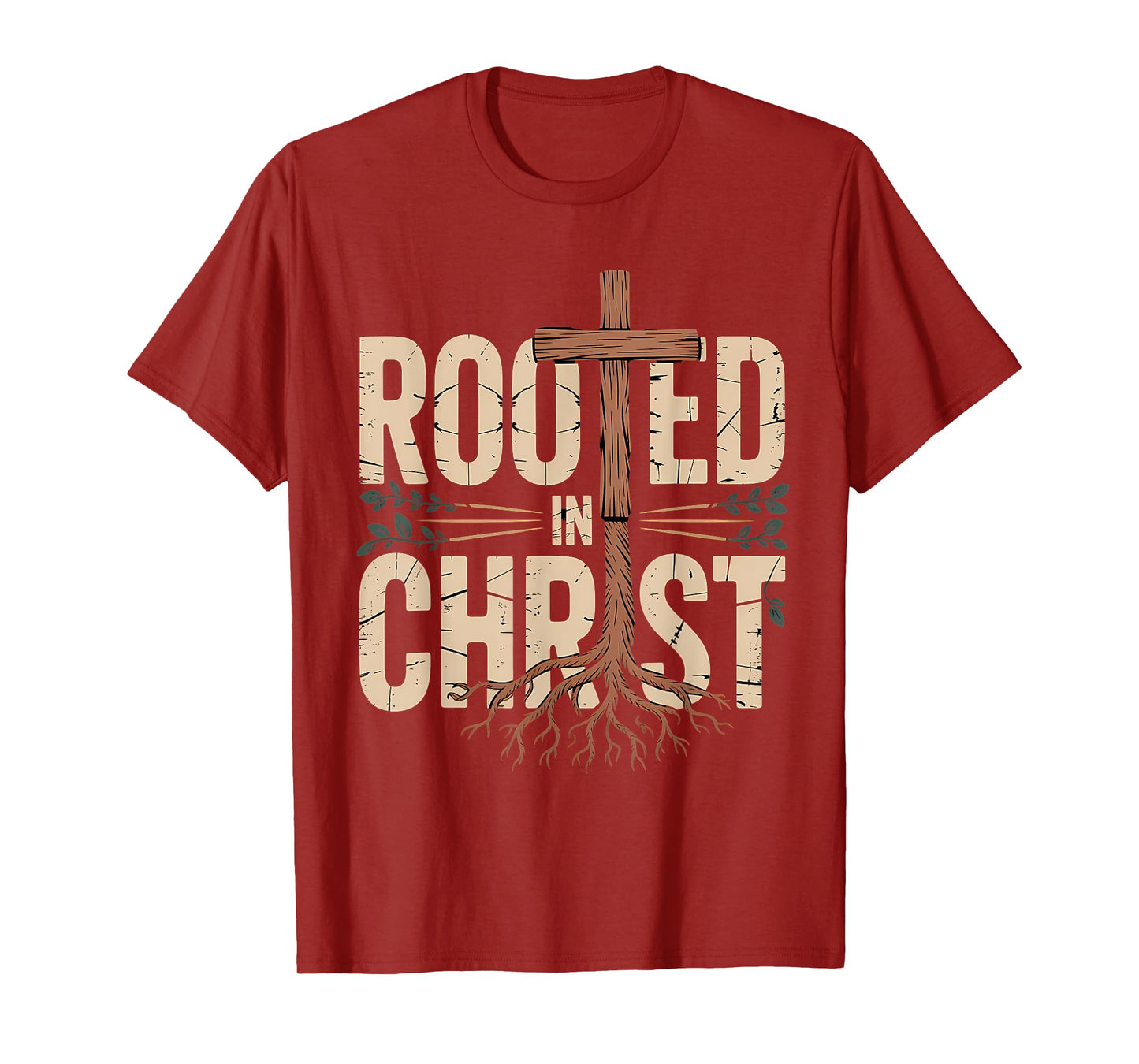 Rooted in Christ Jesus Cross Christian Faith T-Shirt