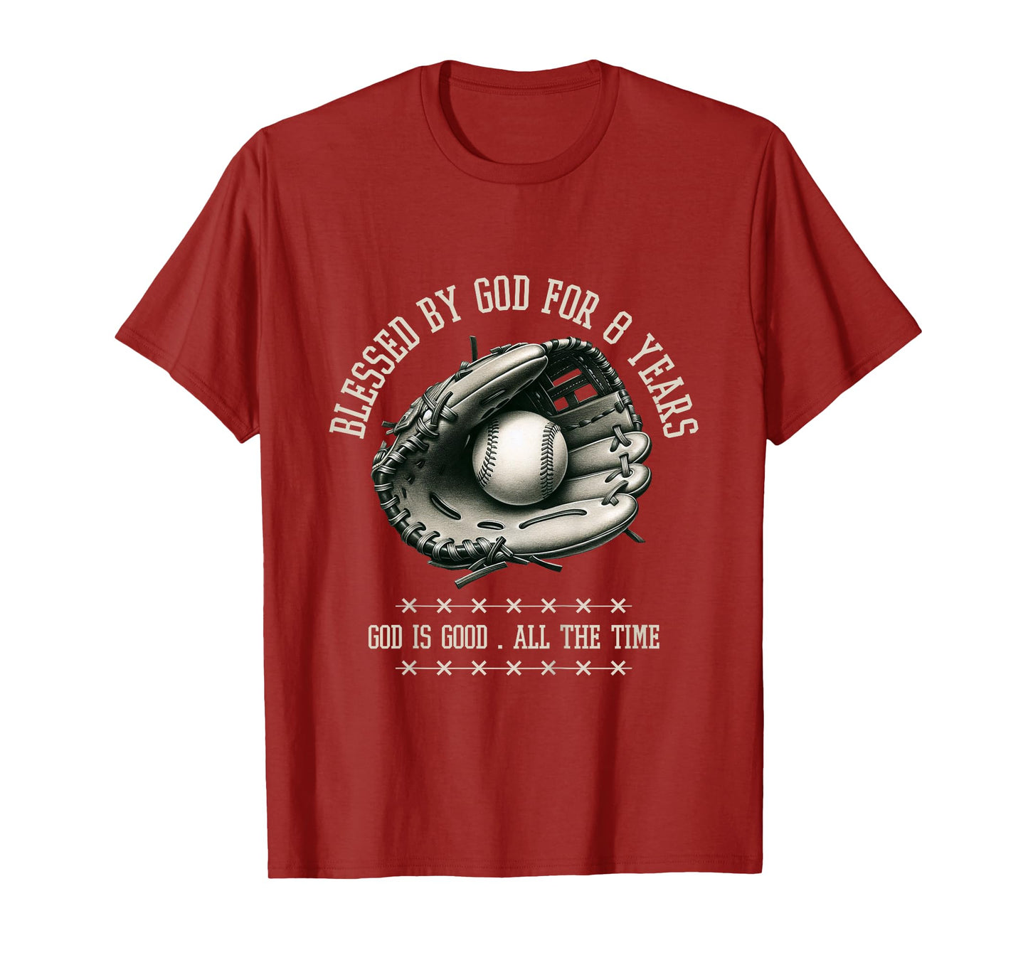 Kids Blessed by God for 8 Years Old Baseball 8th Birthday Gifts T-Shirt