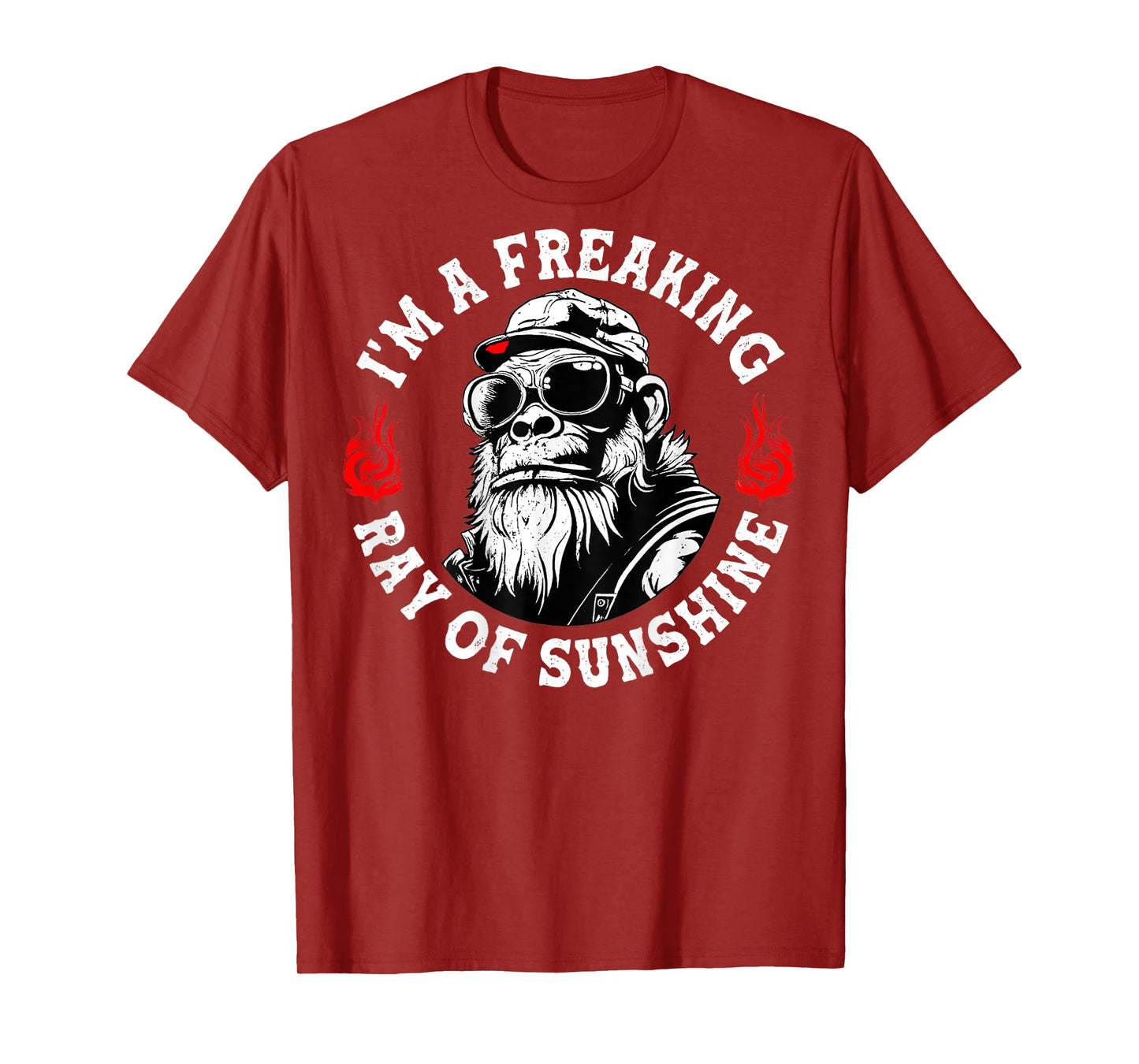 I’m A Freaking Ray of Sunshine Funny Monkey (On Back) T-Shirt
