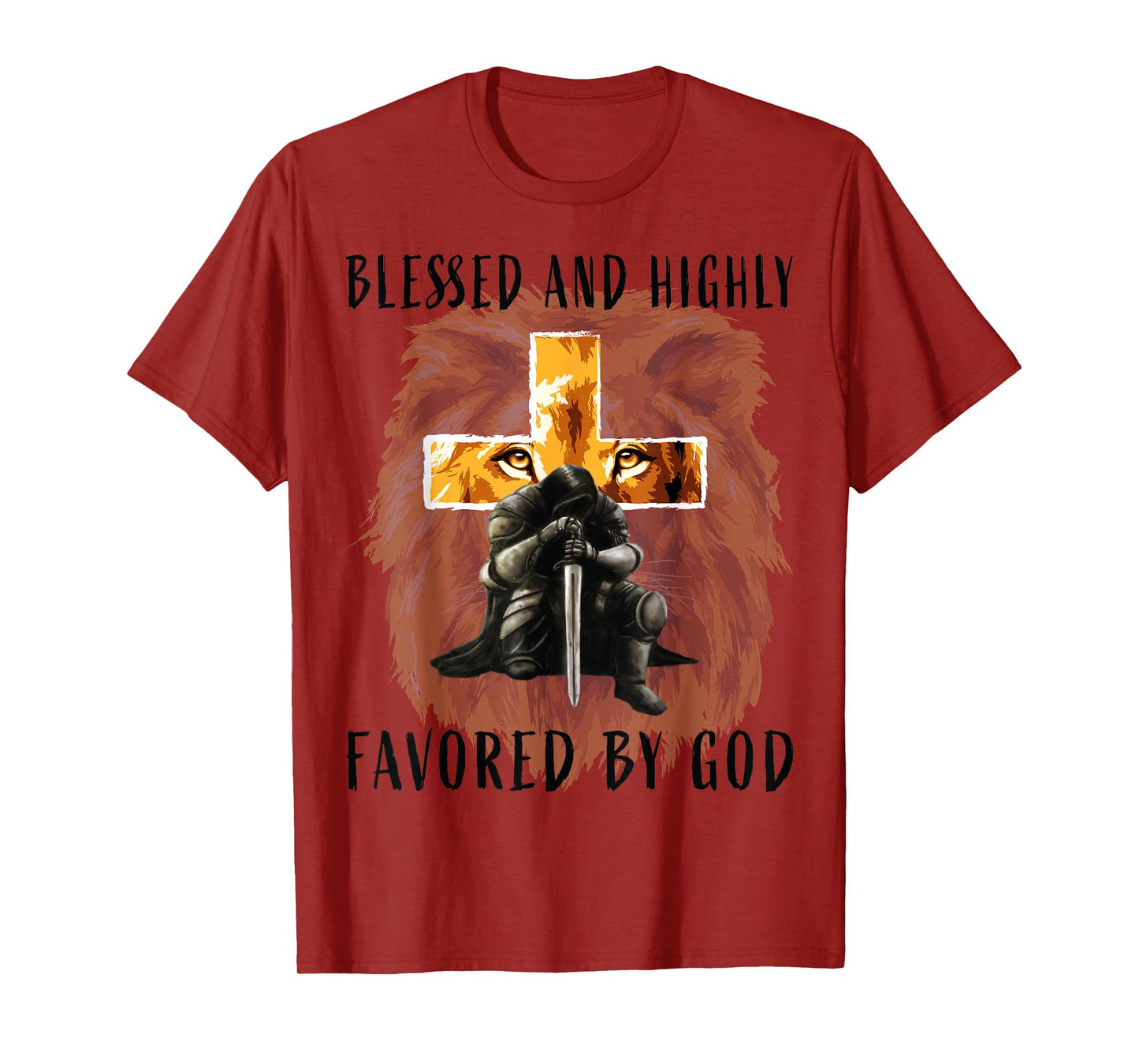 Blessed Favored Christian Religious Messages Lion Saying Men T-Shirt