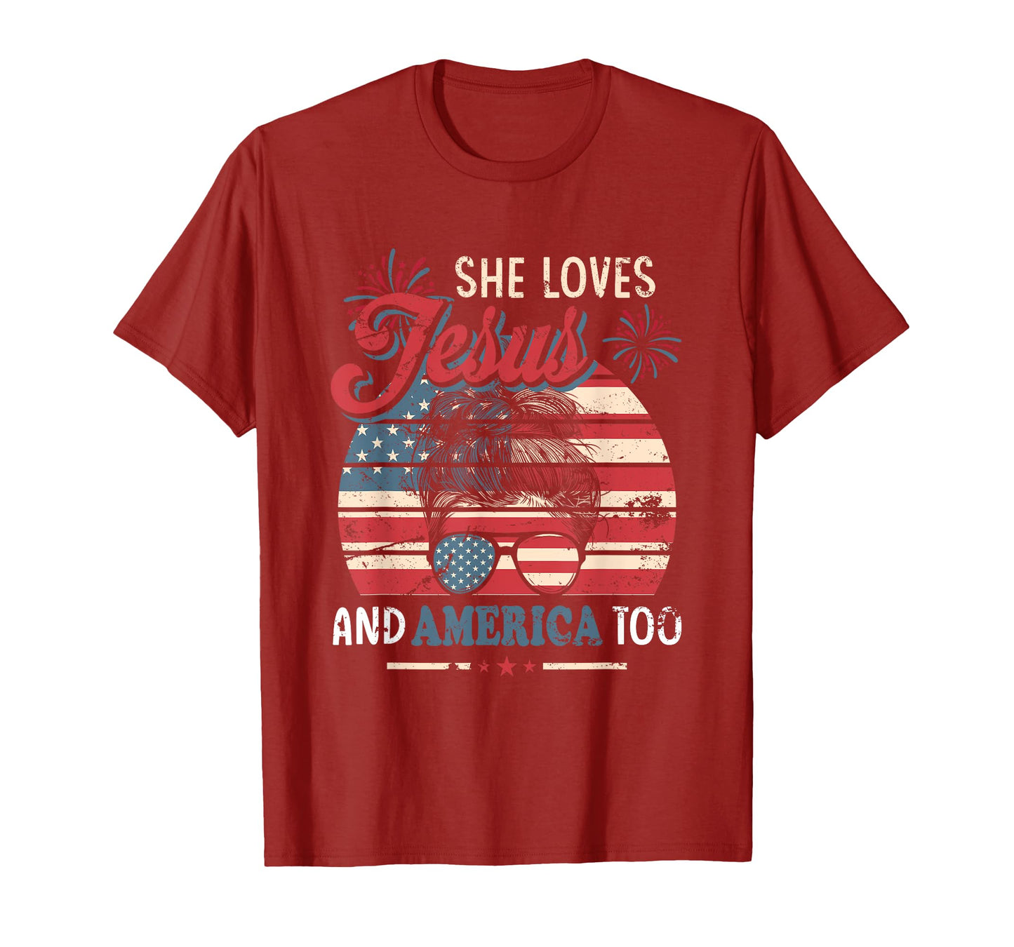 She Loves Jesus And America Too 4th of July Christian Lover T-Shirt for Women Men