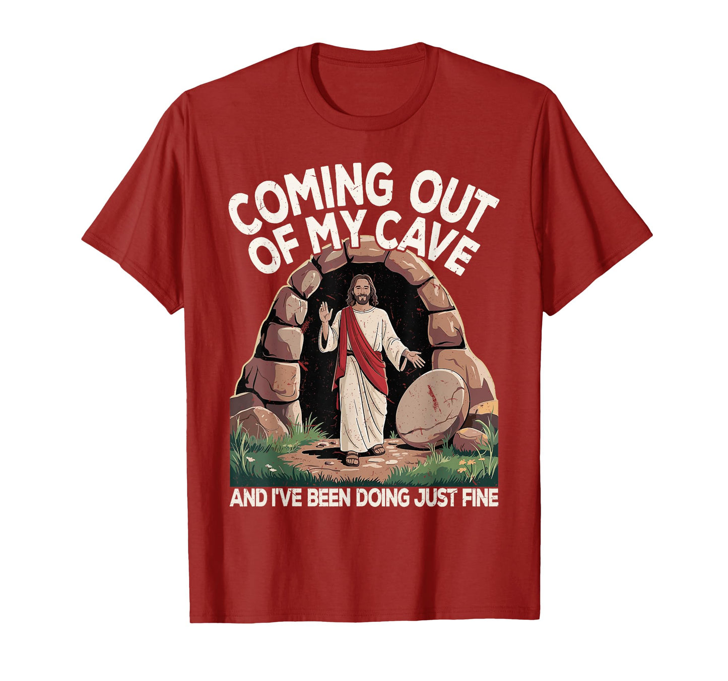 Funny Easter Jesus Coming Out of My Cave Retro Humor Easter T-Shirt