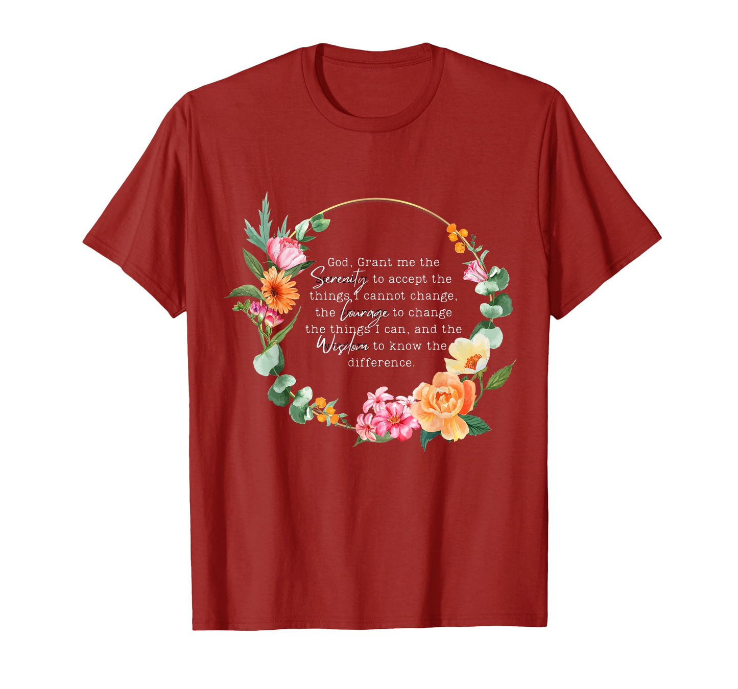 floral womens girls god grant me the serenity prayer spiritu T-Shirt