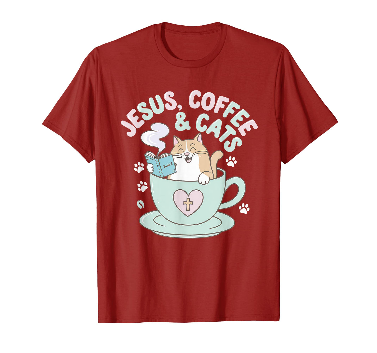 Jesus Coffee Cats Funny Cute Design Jesus Lovers Christian T-Shirt