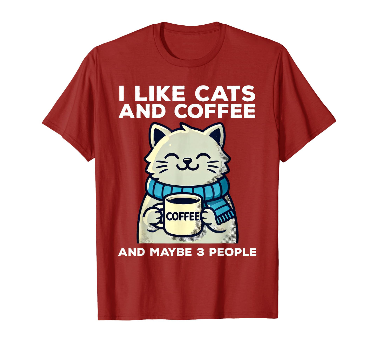 I Like Cats And Coffee And Maybe 3 People Funny Cat Retro T-Shirt