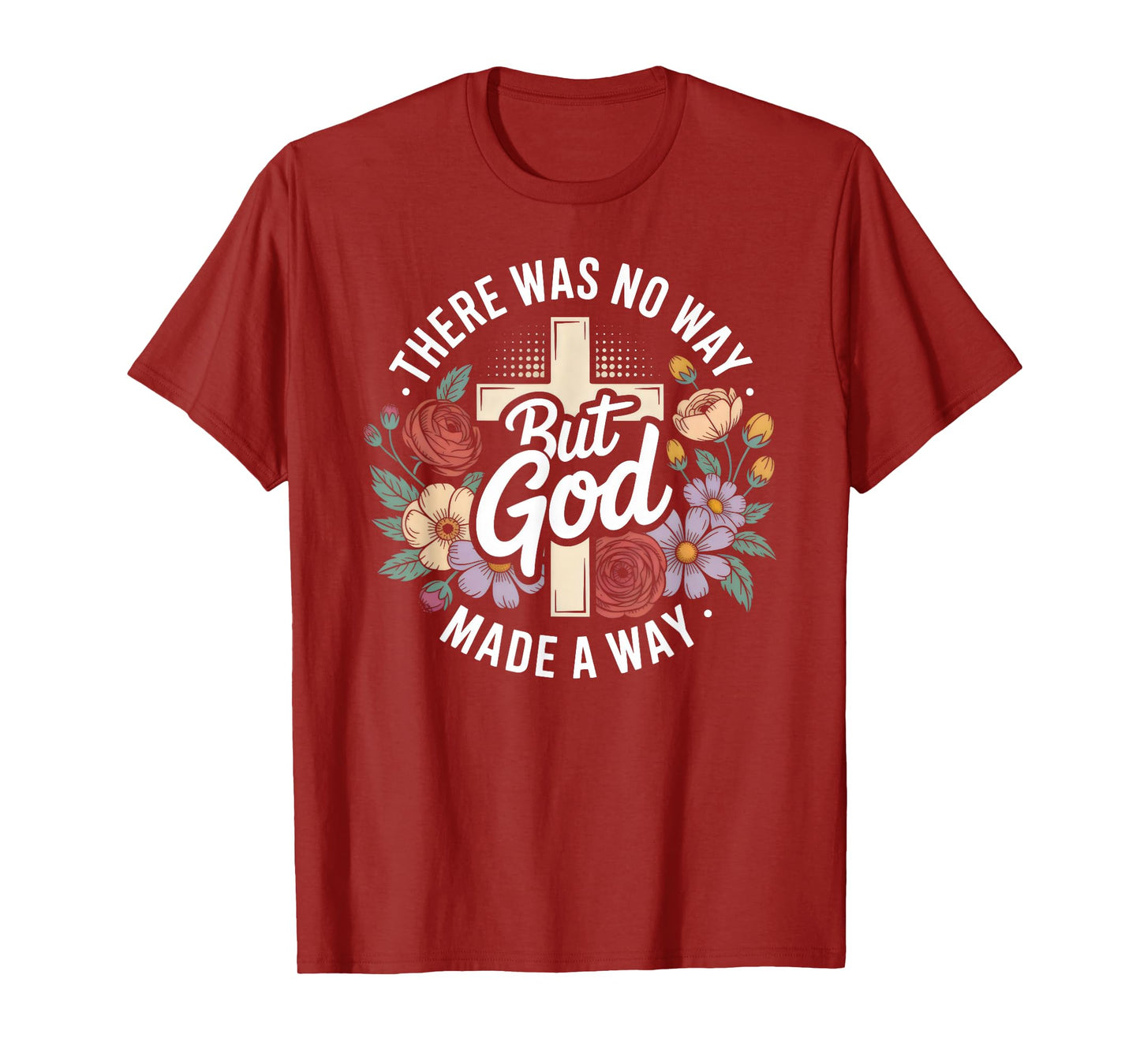 Christian Religious Faith Cross & Floral T-Shirt