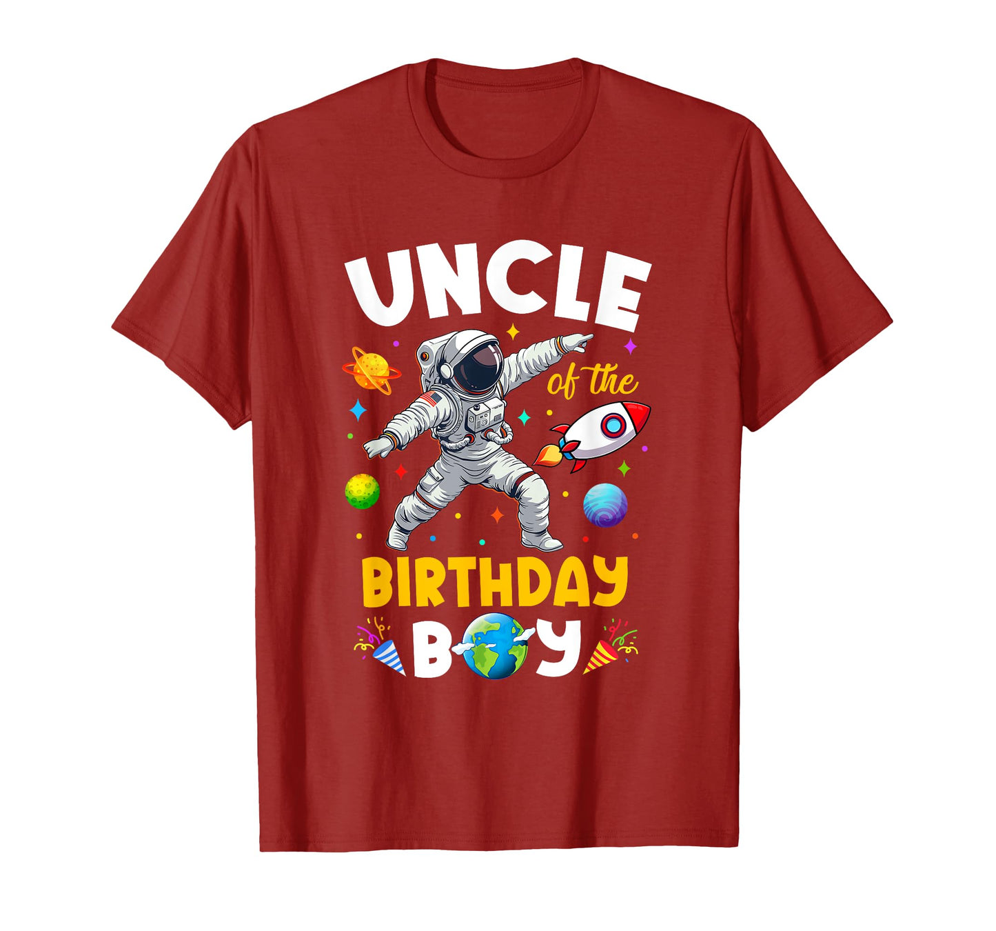 Uncle Of The Birthday Boy Astronaut Outer Space Birthday T-Shirt