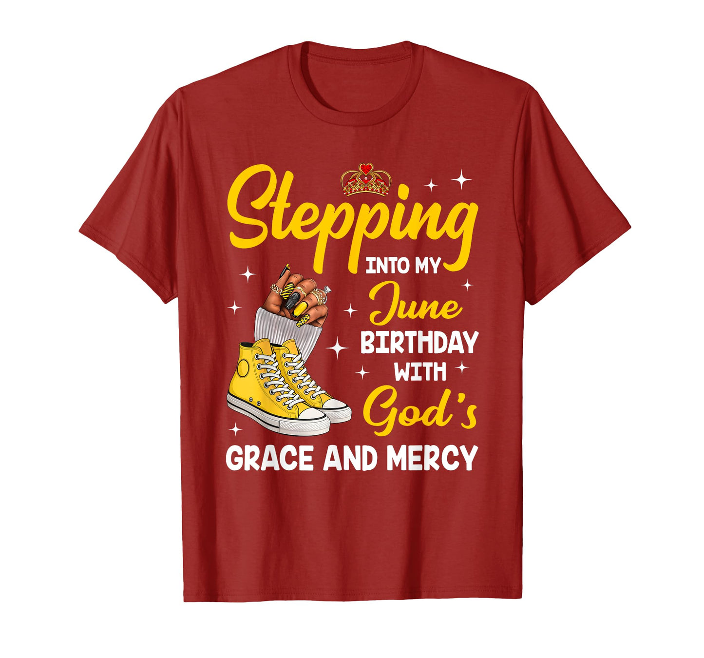 Stepping Into My June Birthday Queen Melanin Afro Woman T-Shirt