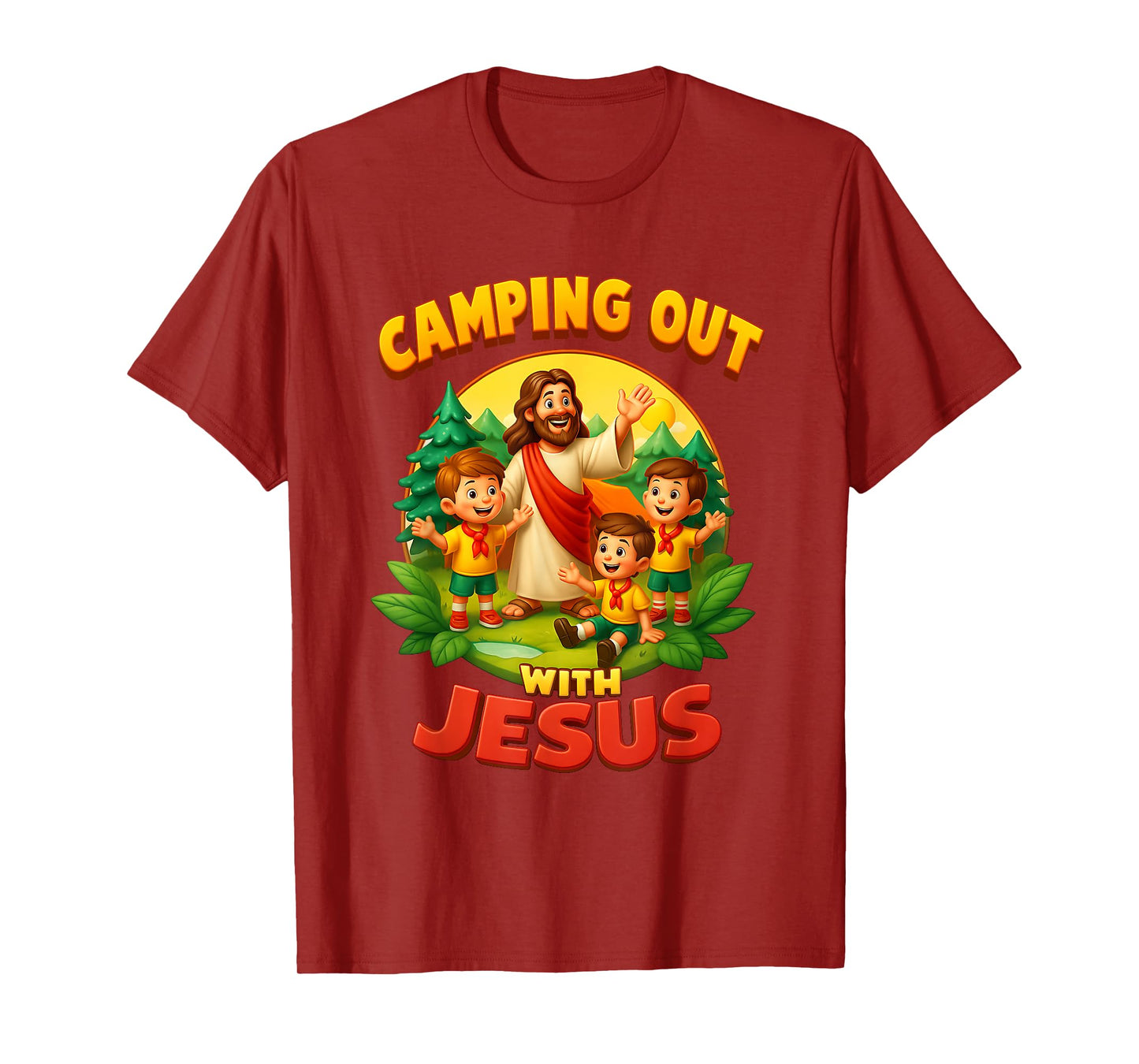 Camping Out with Jesus Summer Camp VBS Christian Faith Kids T-Shirt
