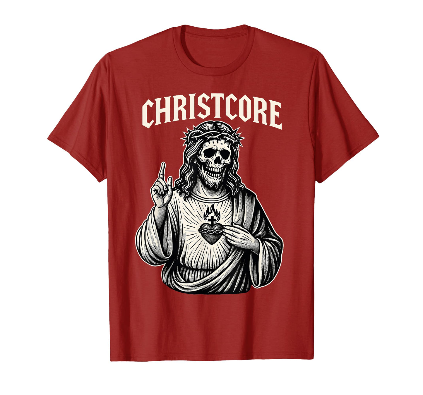 Christcore Skull Jesus Sacred Heart Christian Metal Gothic T-Shirt