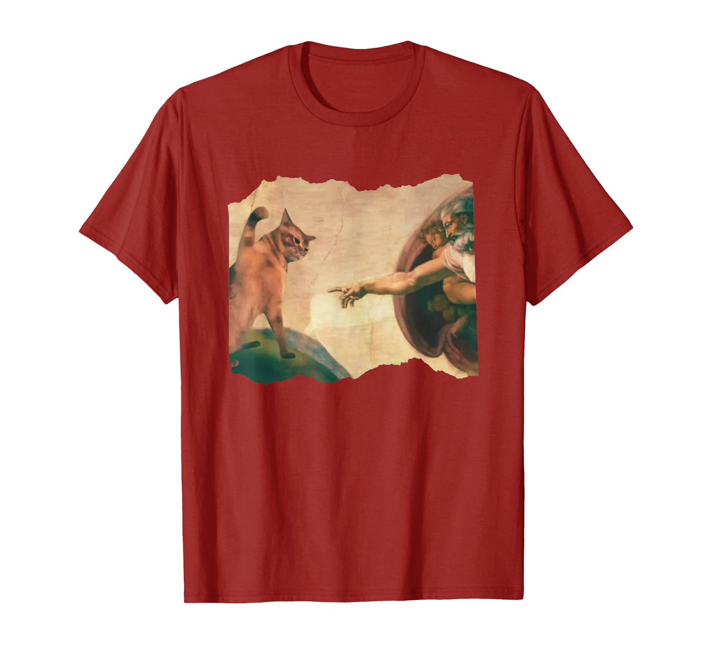 Funny Cat Swatting God's Hand Parody Cat The Divine Swipe T-Shirt for Men Women