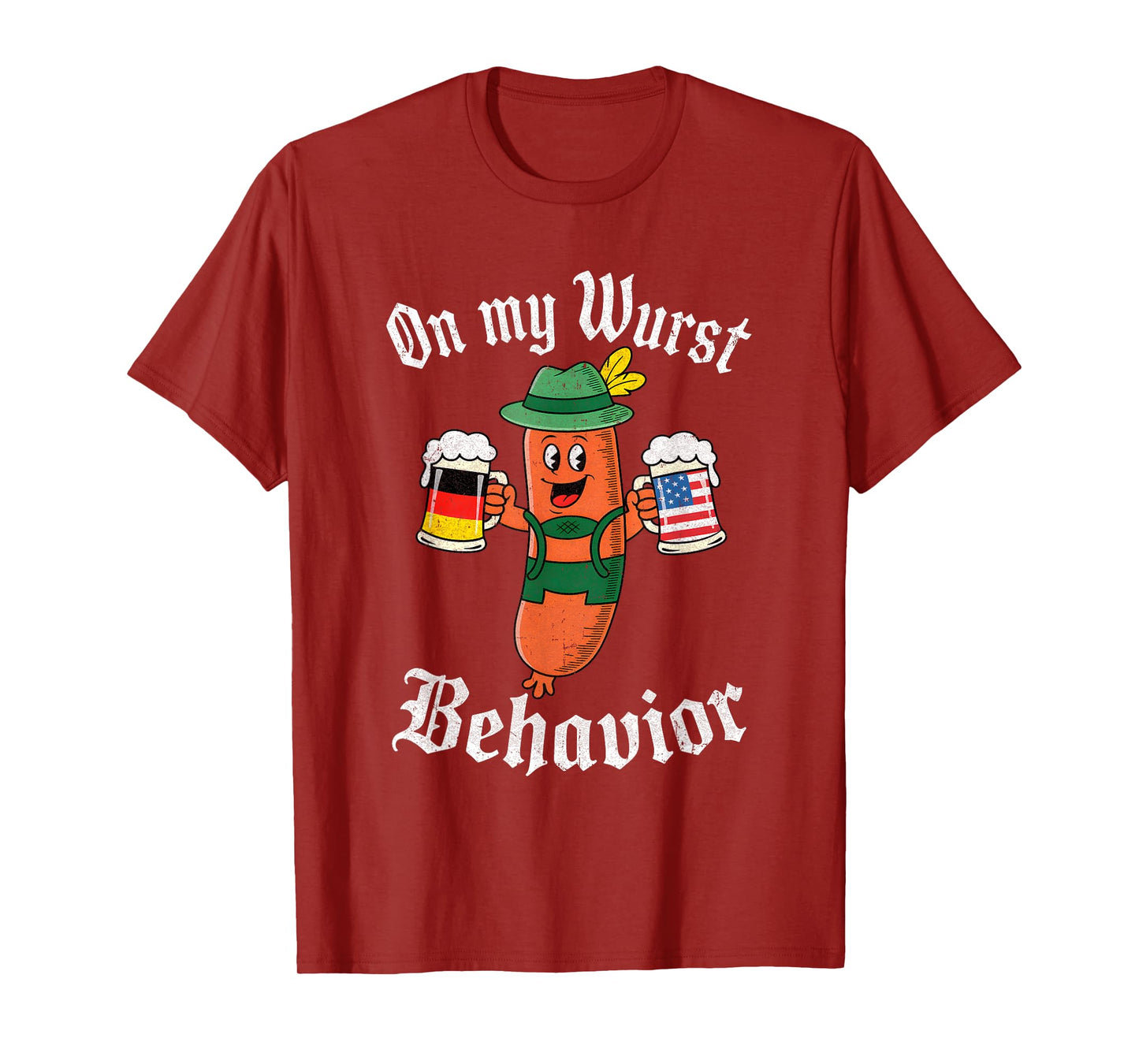 Oktoberfest On My Wurst Behavior Funny German Sausage Men T-Shirt