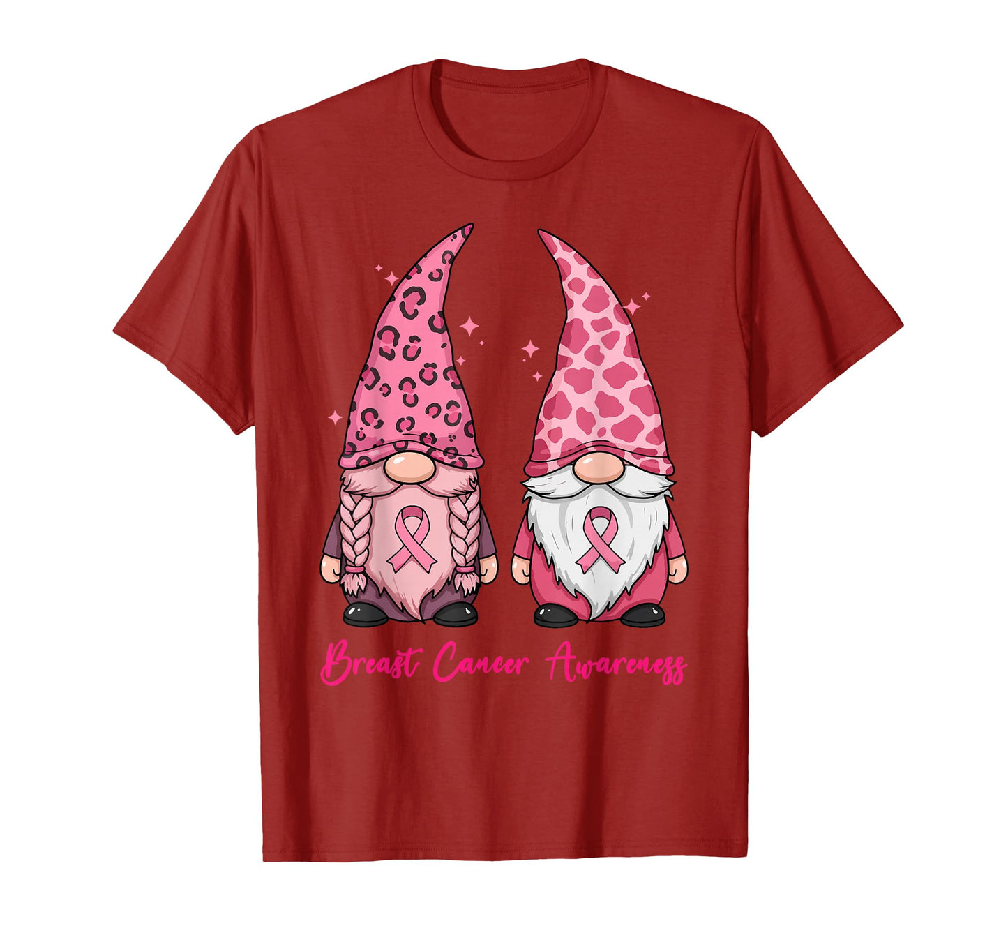 in October We Wear Pink Ribbon Gnome Breast Cancer Awareness T-Shirt