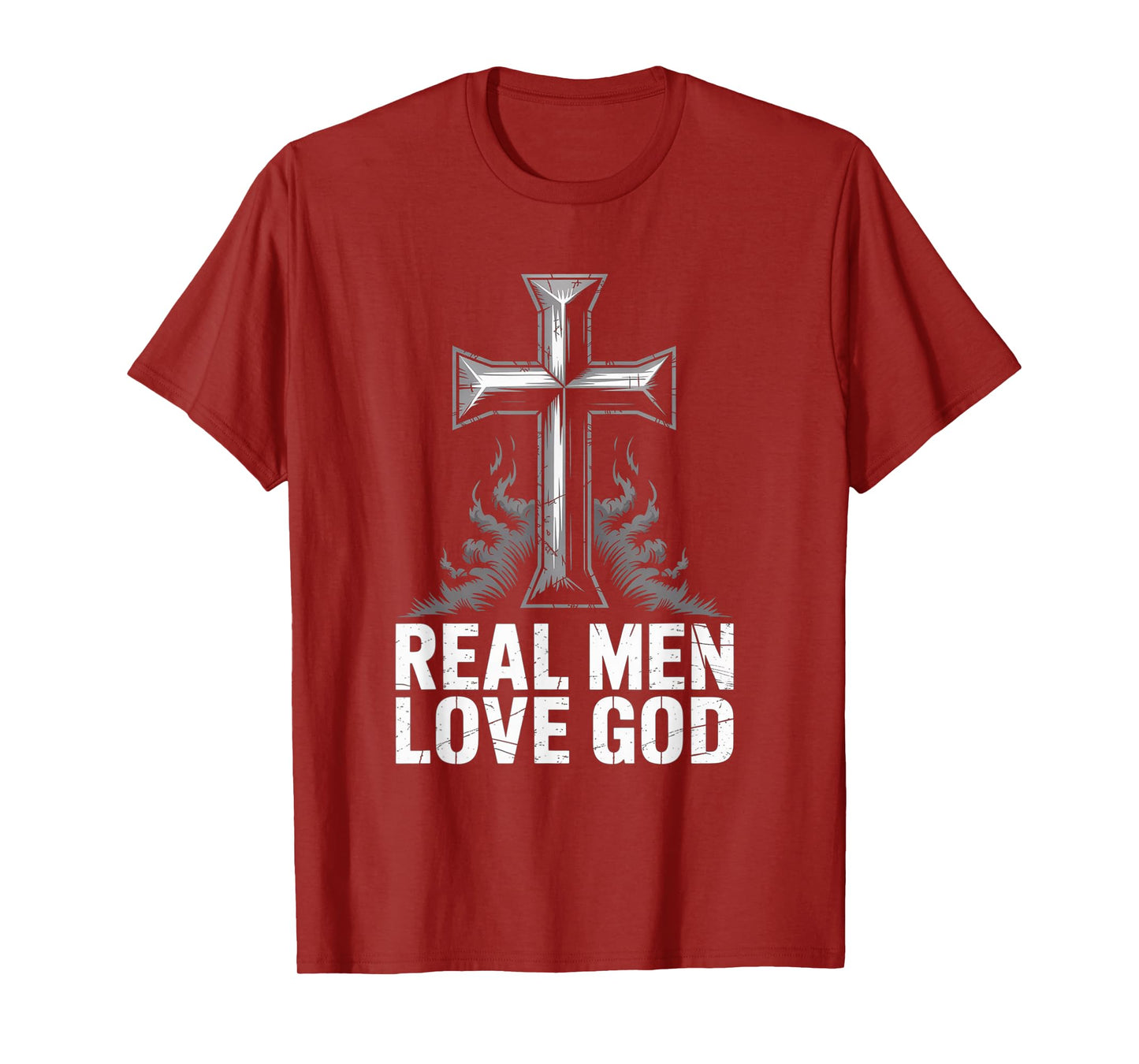 Christian Faith Real Men Love God Cross Design T-Shirt
