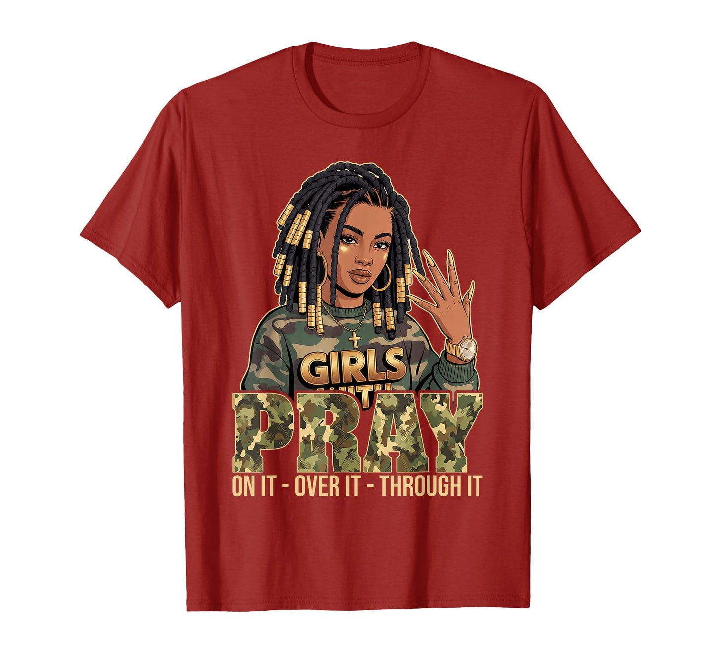 Pray On It Pray Over It Black Woman Loc'd Christian Women T-Shirt
