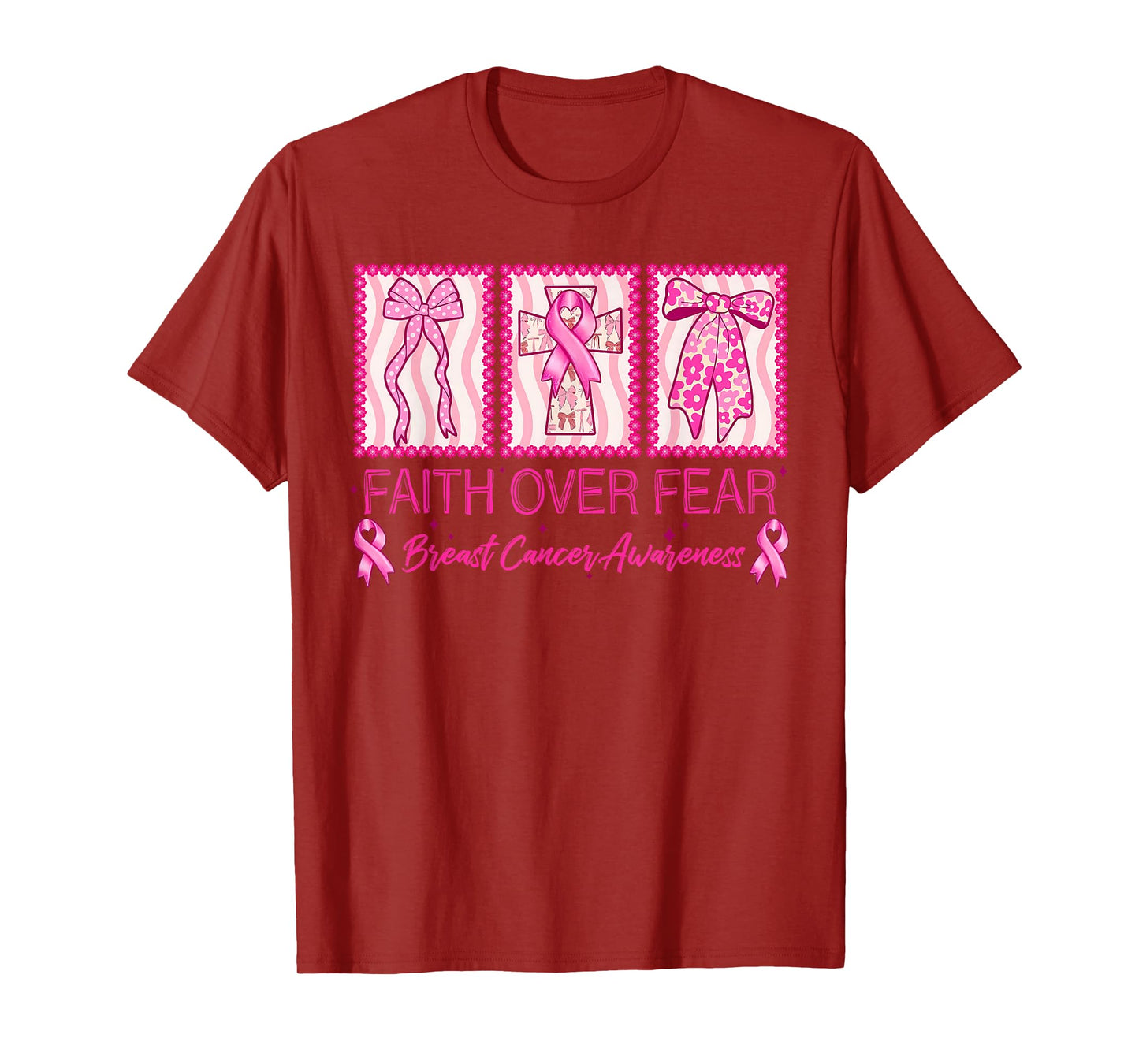 Faith Over Fear Breast Cancer Awareness Christian Religious T-Shirt