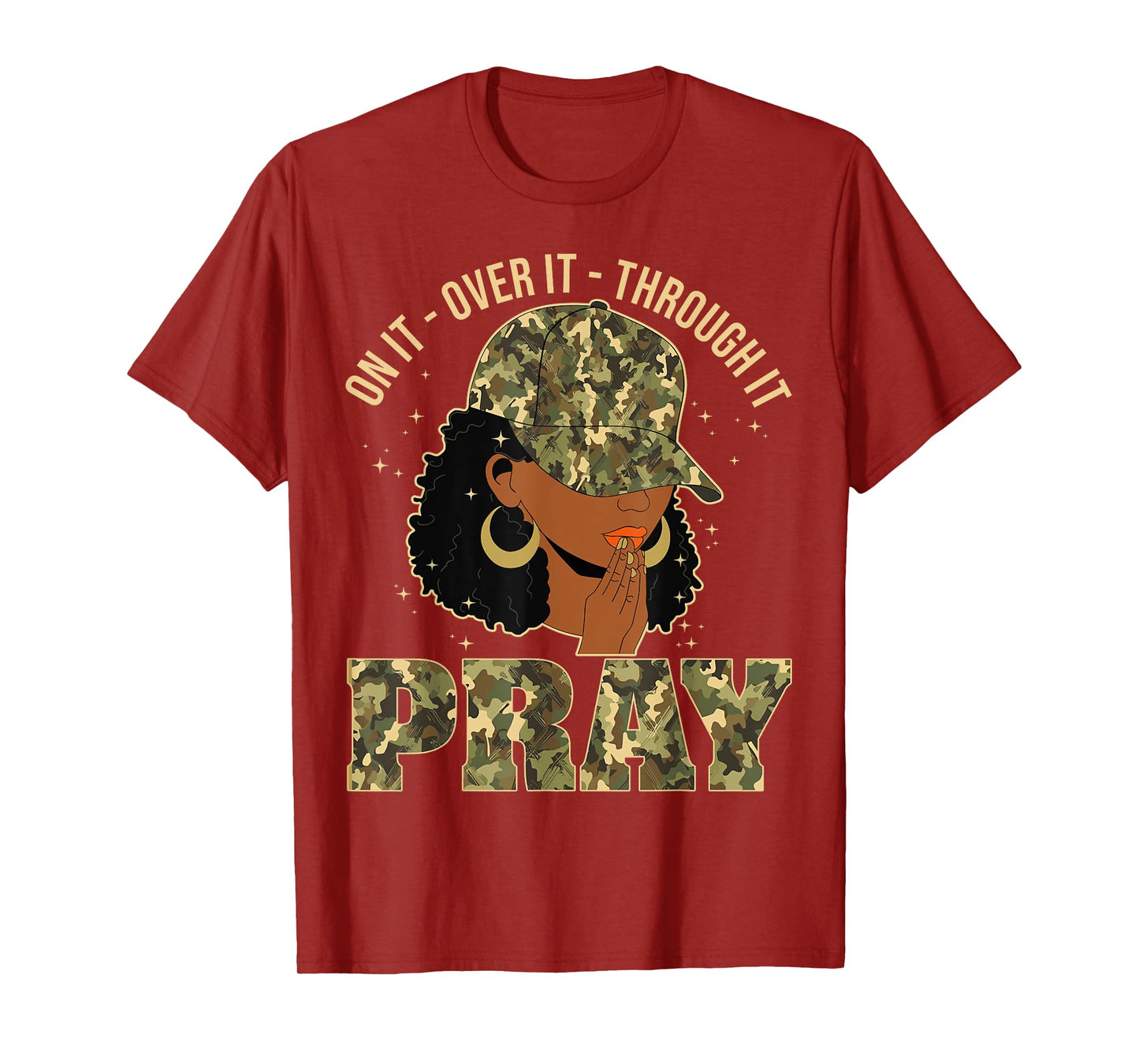 Pray On It Pray Over It Black Woman Afro Christian Sayings T-Shirt
