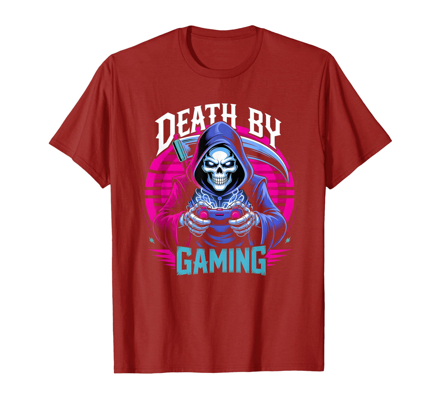 Death by Gaming Gothic Gamer Ghost Video Game Lover Boys Men T-Shirt