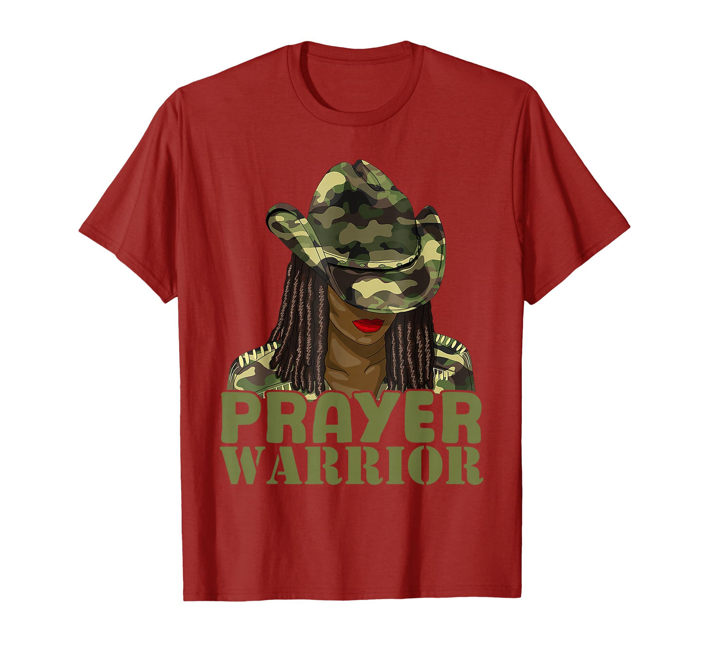 Camo Hat Prayer Warrior God Jesus Christian Black Girl Women T-Shirt