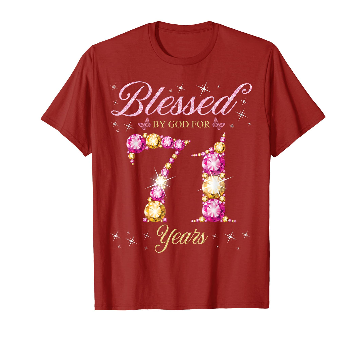 Blessed By God For 71 Years Old 71st Birthday Party T-Shirt