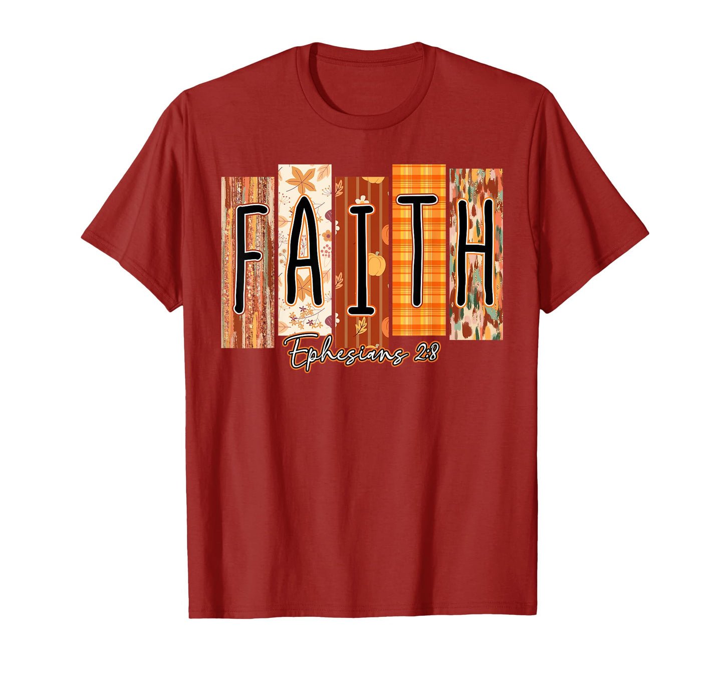 Faith Ephesians 2:8 Bible Verse Fall Christian Pumpkin T-Shirt