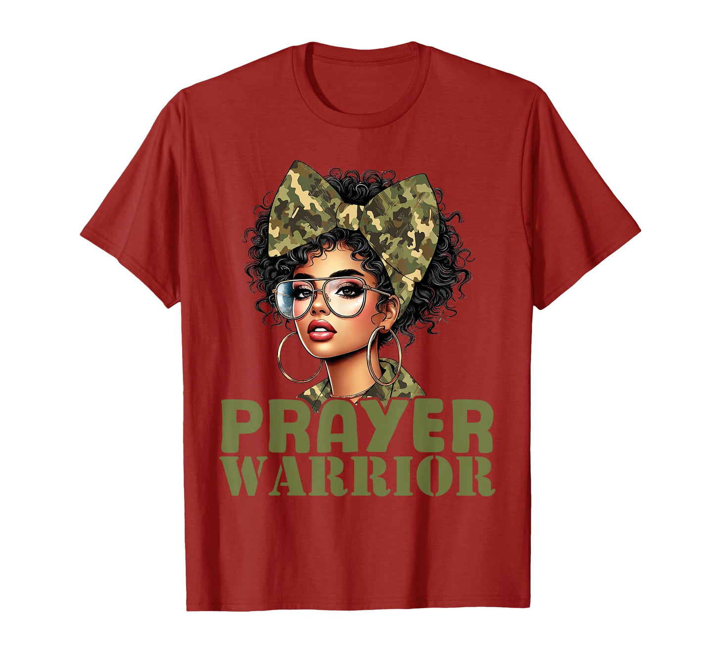 Praying Black Woman Afro Christian Sayings Prayer Warrior T-Shirt