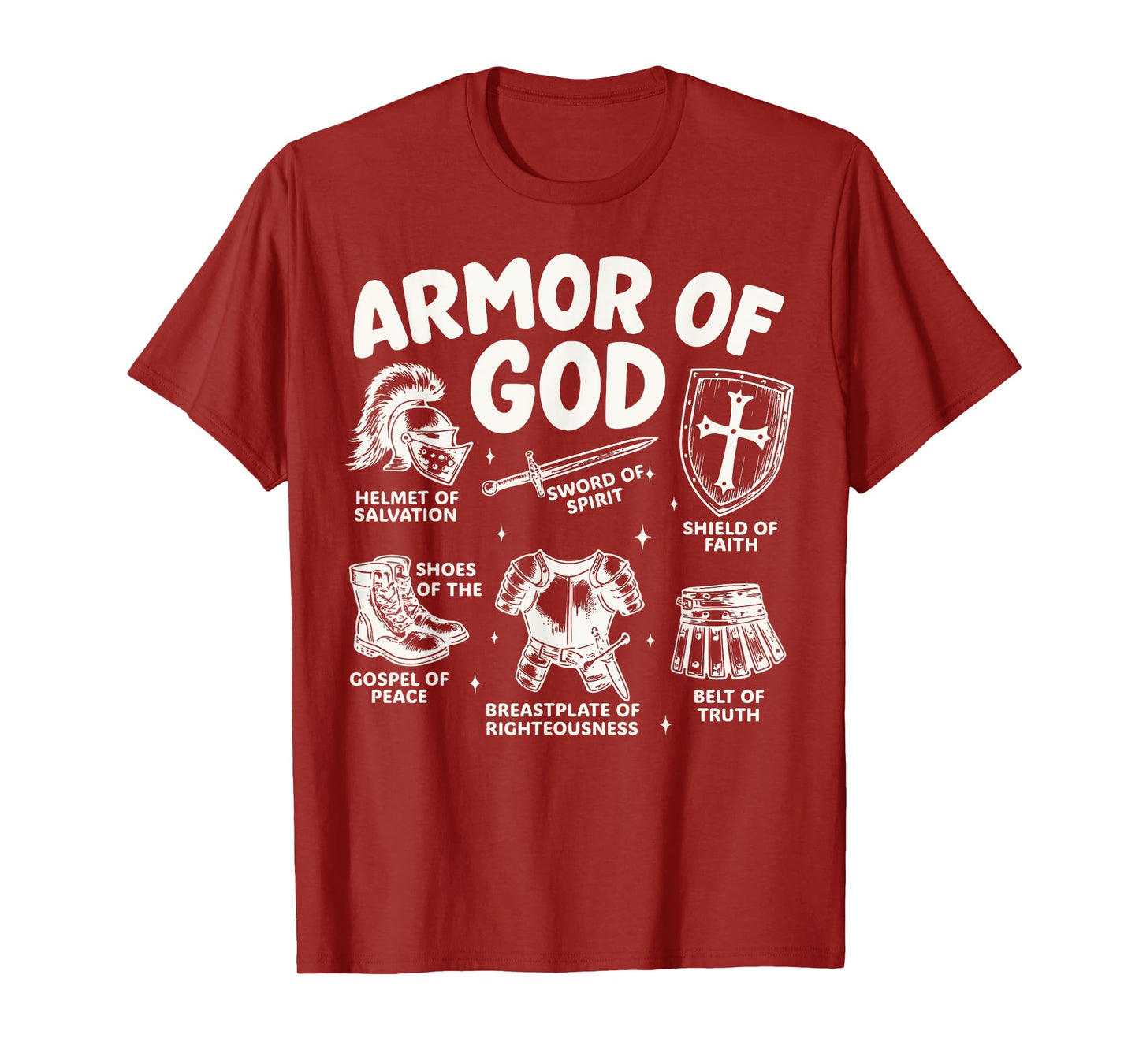Armor of God Christian Battle Gear Bible Verse Ephesians T-Shirt