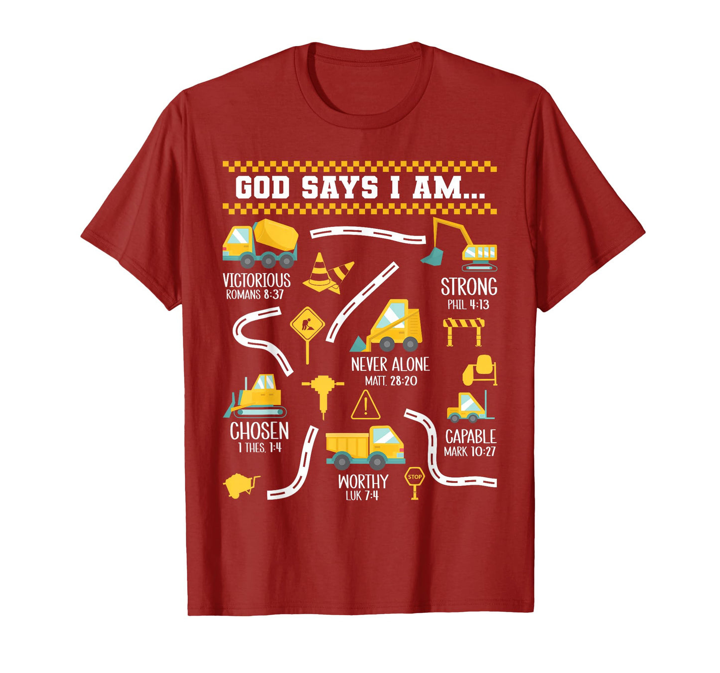 God Says I Am Christian Bible Verses Boys Construction Truck T-Shirt