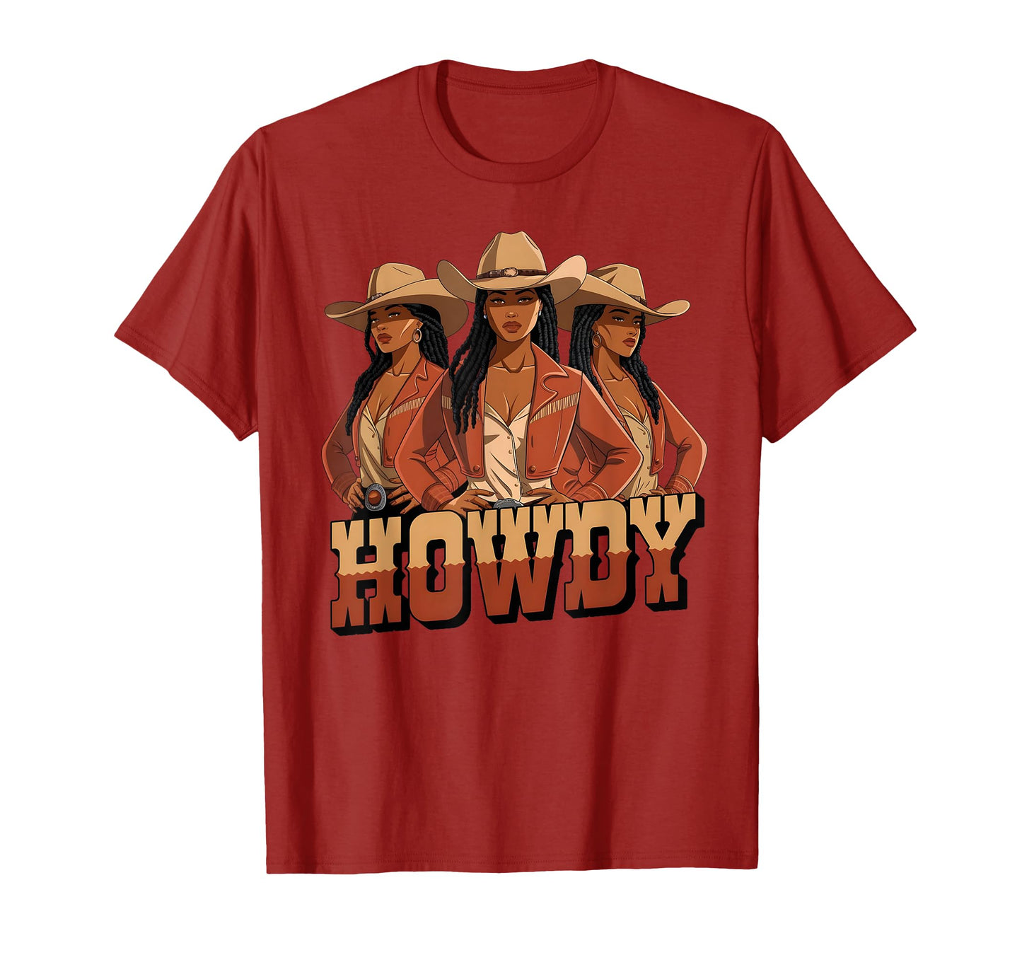 Howdy Retro Western Melanin Black Cowgirl African Women T-Shirt