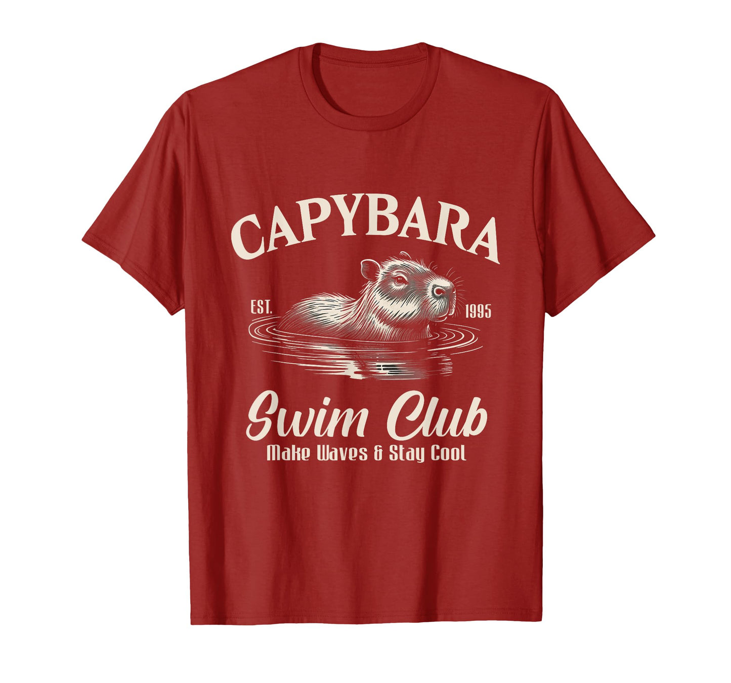 Capybara Swim Club Make Waves Stay Cool Aesthetic T-Shirt