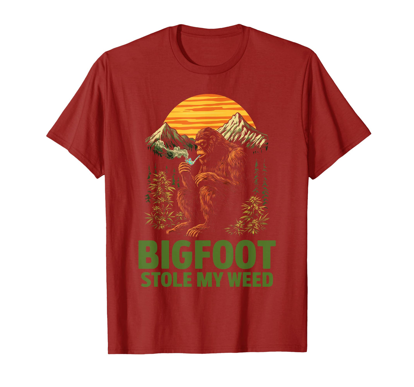 Funny Bigfoot Stole My Weed 420 Marijuana Retro Vintage Men T-Shirt