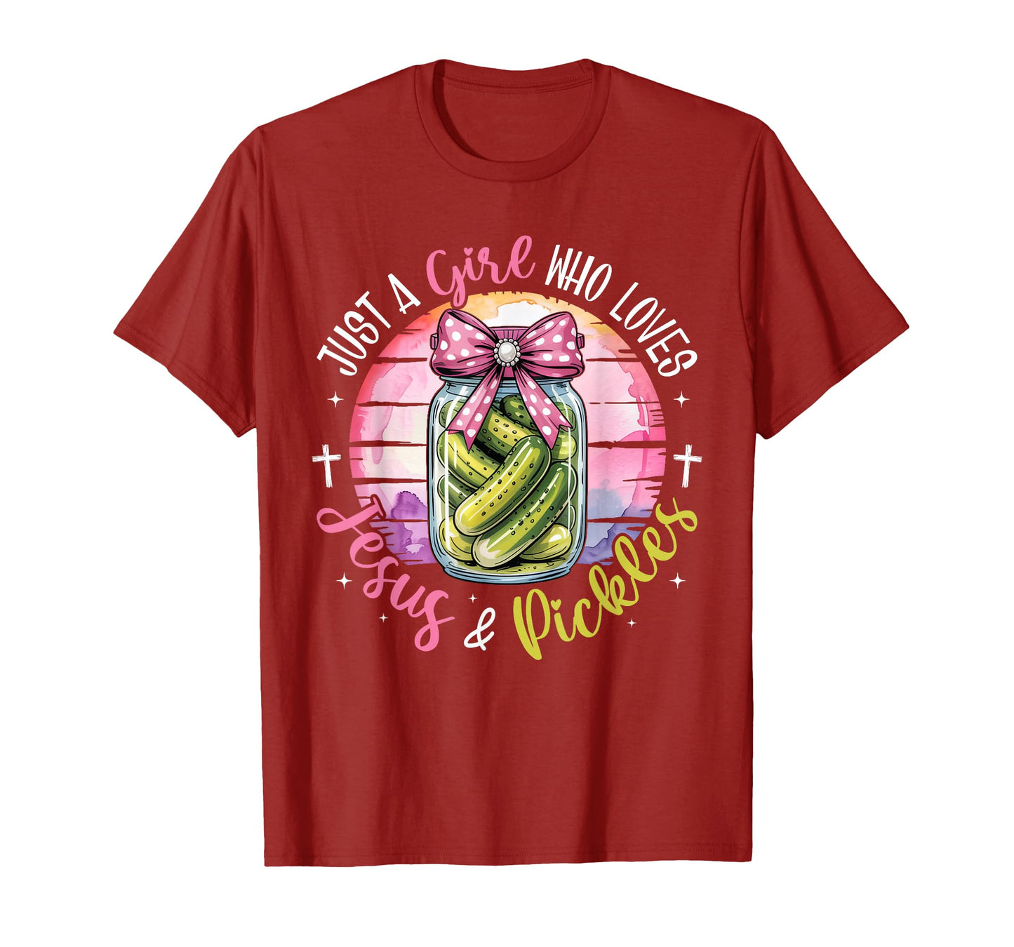 Just A Girl Who Loves Jesus and Pickles Funny Christian Girl T-Shirt