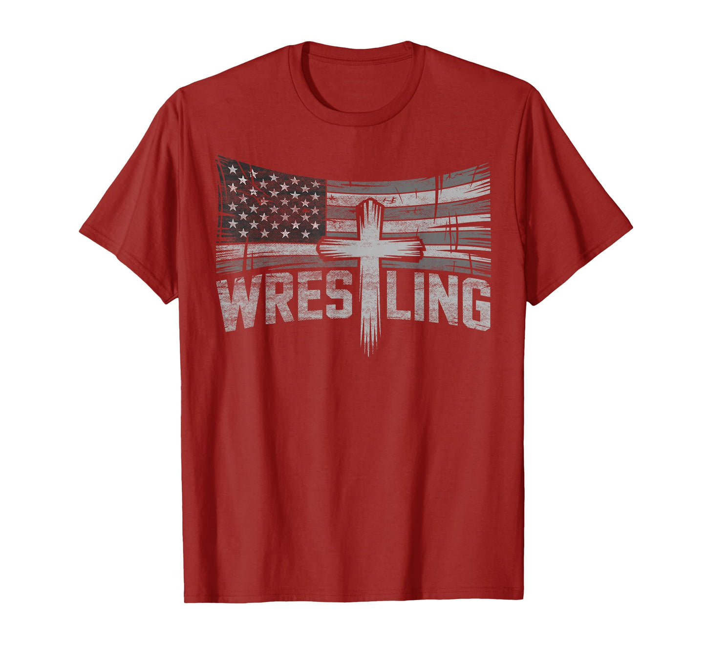 Vintage USA Flag Jesus Christ Christian Wrestling Wrestler T-Shirt